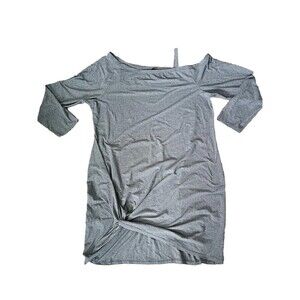 Shein Curve Women's Dress Plus Size 4XL Gray Jersey Knit Front Knot Off Shoulder